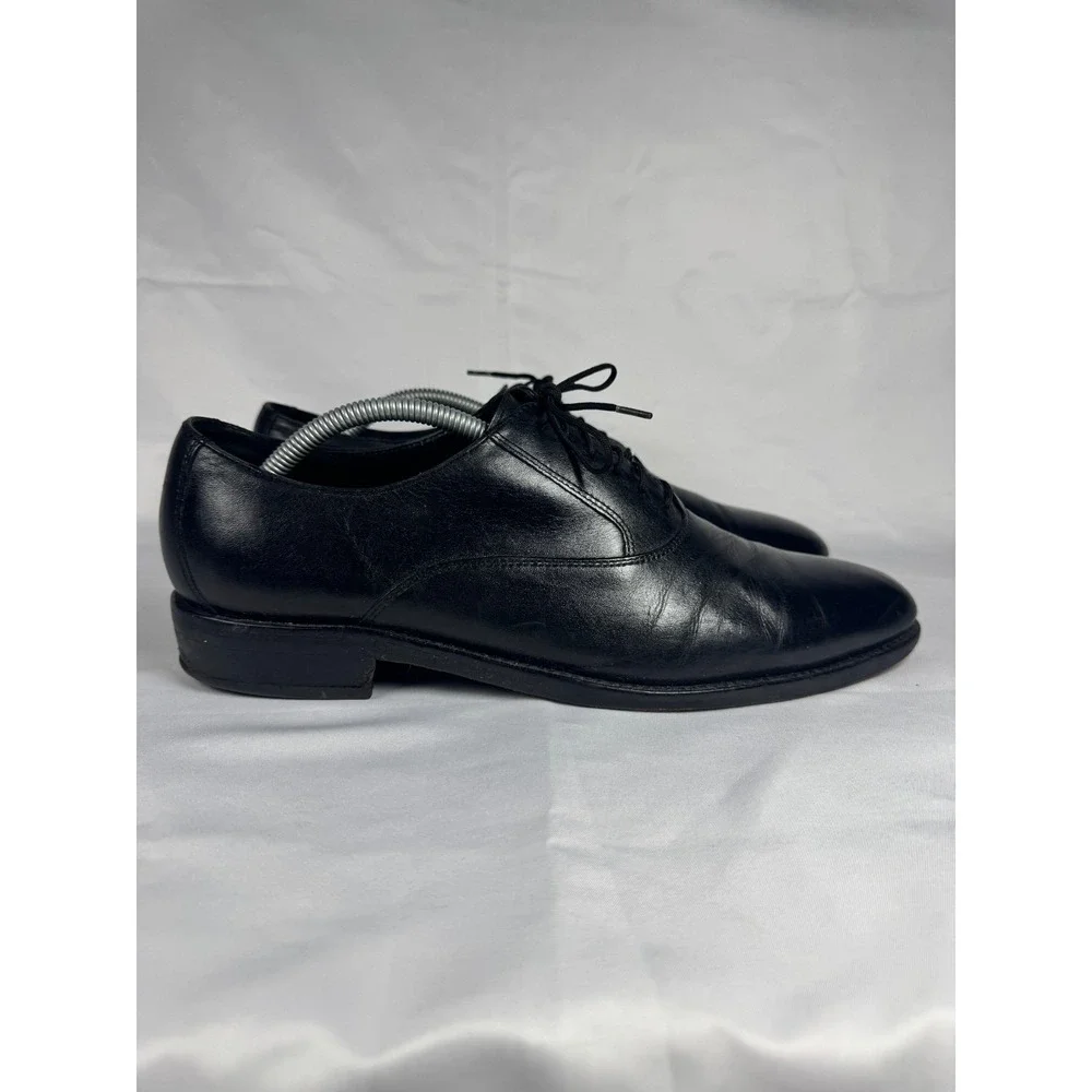 Cole Haan Madison C10243 Mens 10.5 M Oxford Black Plain Toe Lace Up Dress Shoes